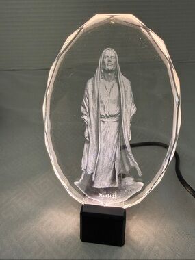 Angela Johnson Oh My Father Scuplture Crystal Gem Accent Light Etched Figure